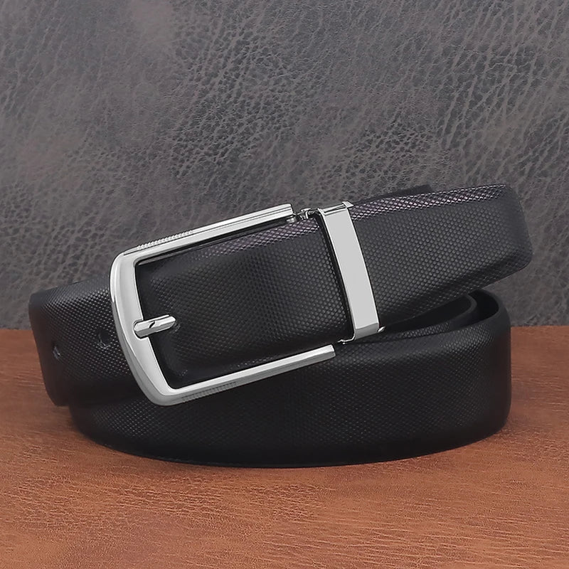 Young men's fashion belts pin buckle genuine leather high-quality cowhide belt white casual jeans men's belt B650