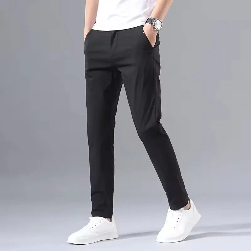 2025 Spring Autumn Slim Fit Men's Casual Pants Classic Business Cotton Stretch Golf Trousers Korean Fashion Male Clothing Pants