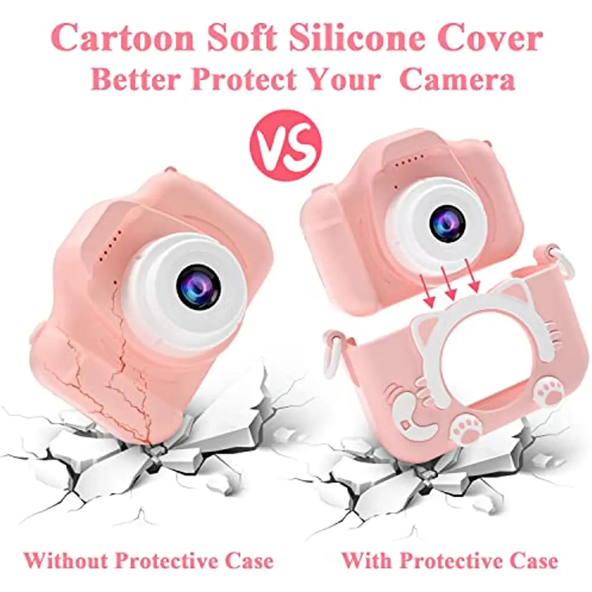 Kids Digital Video Camera, Super Cute, HD 1080P, 2.0 Inch, with Silicone Cases, Christmas Toys