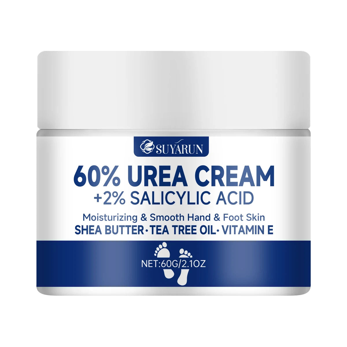 SUYARUN 60% Urea Foot Cream for Cracked Heels and Dry Skin - Intensive Moisturizing Treatment, Callus Remover, Diabetic Foot Care.