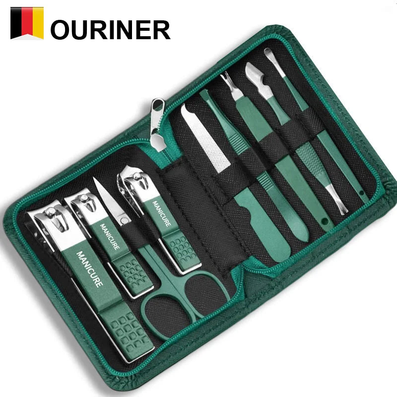 Manicure Set with Leather Case, Professional Pedicure and Facial Care Tools Kits, Stainless Steel Nail Clipper Sets, Gift, 6-9 Pieces