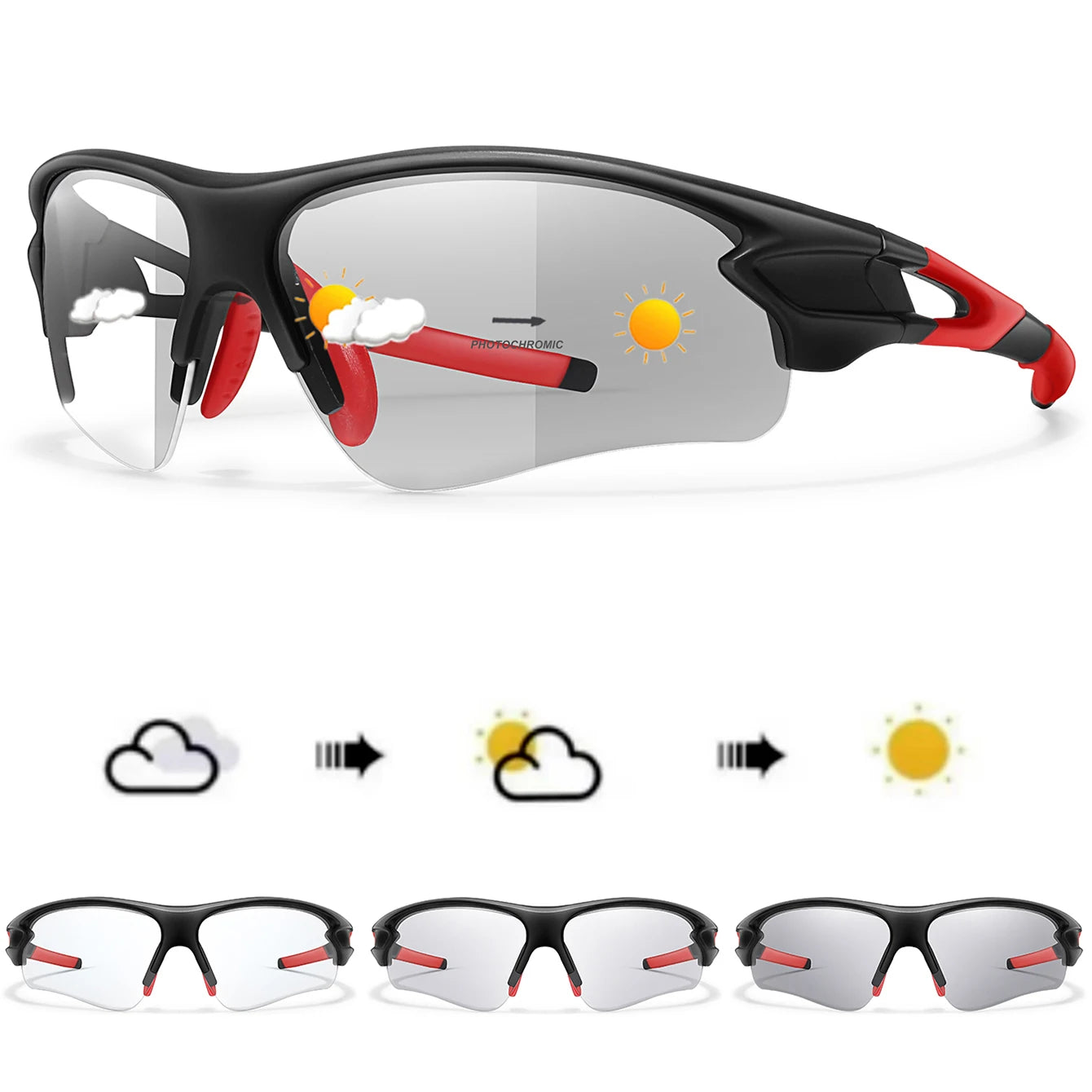 Lunettes de soleil photochromiques pour hommes et femmes, lunettes de sport de plein air, pêche, cyclisme, course à pied, conduite, marque de mode