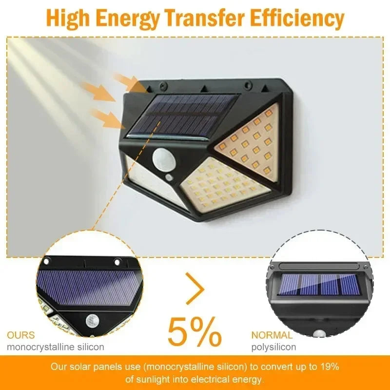 Lámpara solar LED multifuncional con sensor de movimiento, luz solar impermeable, decoración exterior para jardín, 62 focos