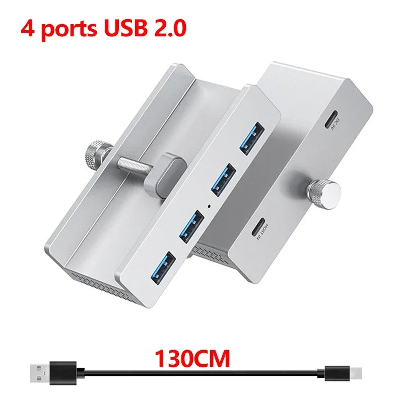 Abrazadera de concentrador USB de 10 Gbps, adaptador divisor USB3.2/3.0/2.0, estación de acoplamiento externa de múltiples clips para iMac Macbook Lenovo, accesorios para computadora de escritorio