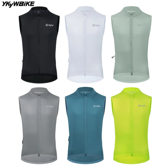 YKYWBIKE chalecos de ciclismo para hombre UPF50 + chaleco de bicicleta impermeable a prueba de viento para bicicleta de carretera, ropa ligera de equitación, chaqueta sin mangas