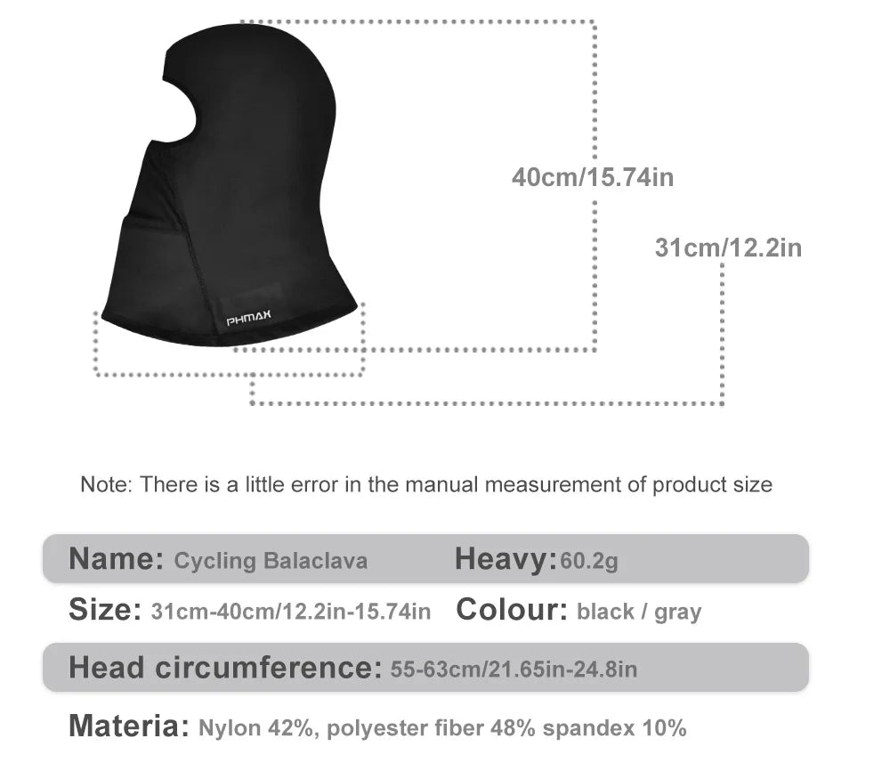 PHMAX Mascarilla de montar para motocicleta, protección contra el viento y el calor, transpirable, máscara facial completa, pasamontañas, sombrero, bufanda, gorra, moto, motociclista, gorra de viento