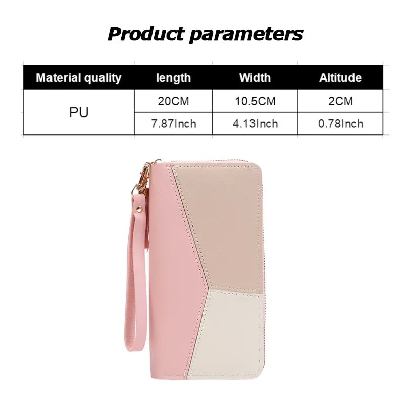 Portefeuille Long Femme Cuir PU Zipper — Porte-Monnaie Cartes Sac à Main