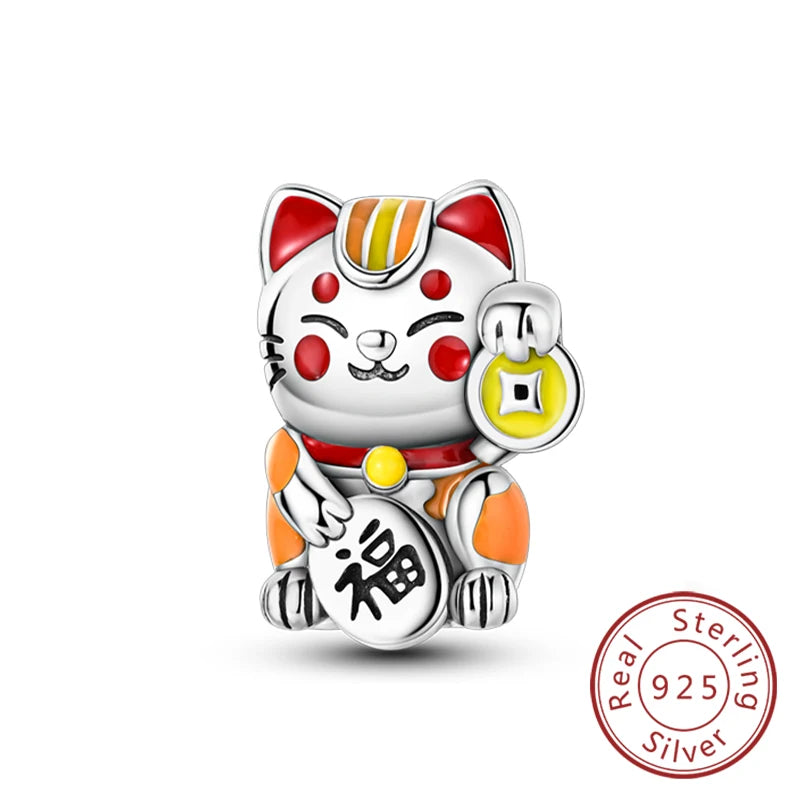 Abalorios de plata de ley 925 con huellas de perro, gato, corazón, animales, abalorios que se ajustan a pulseras, collares, colgantes, joyas para mujer, para hacer tú mismo