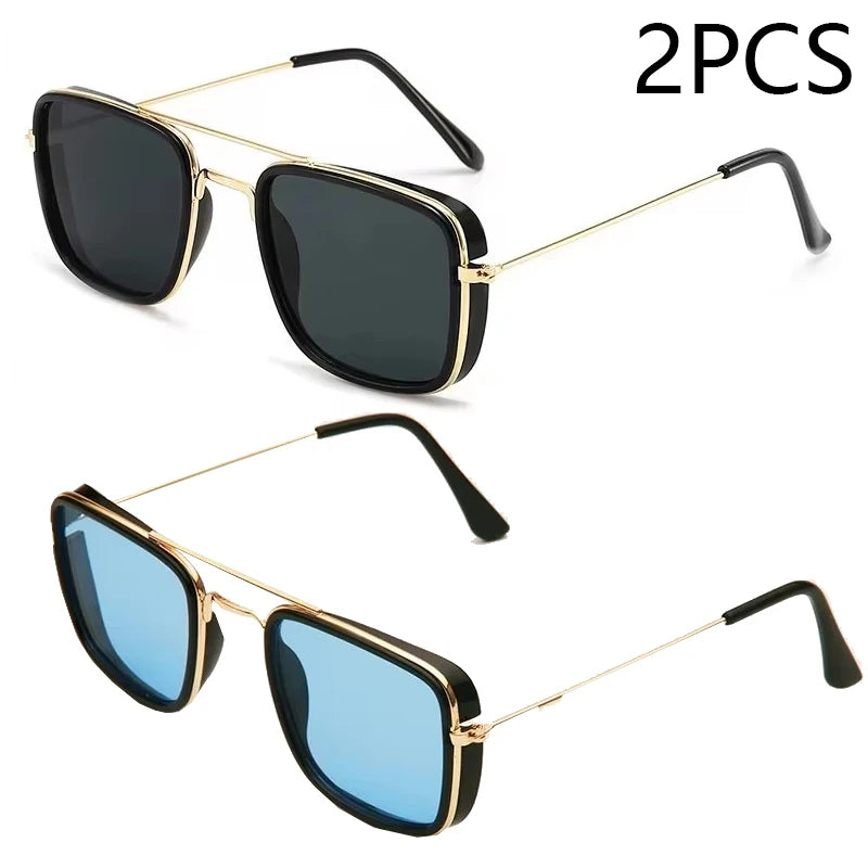 Lunettes de soleil rétro à petite monture carrée en métal, lunettes de protection UV, version coréenne, mode européenne et américaine