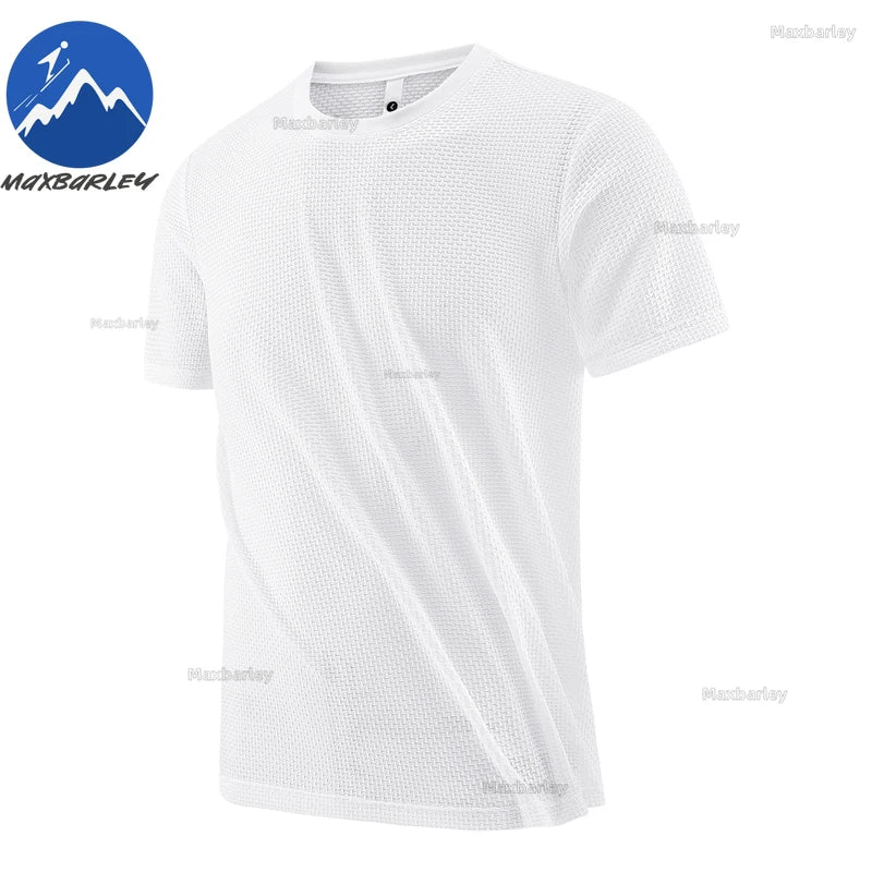 T-Shirt à manches courtes pour hommes, respirant, gaufré, séchage rapide, col rond, ample, course à pied, entraînement, haute élasticité, haut d'été fin, 2026