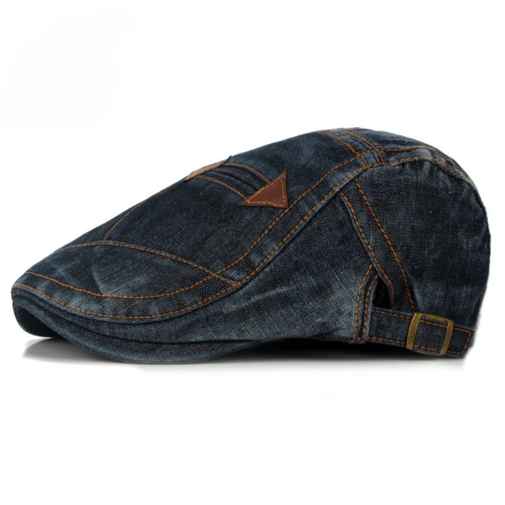 Spring Summer Fashion Jean Beret Hats for Men Women Quality Casual Unisex Denim Beret Fitted Cap Sun Flat Cap Men's Cap