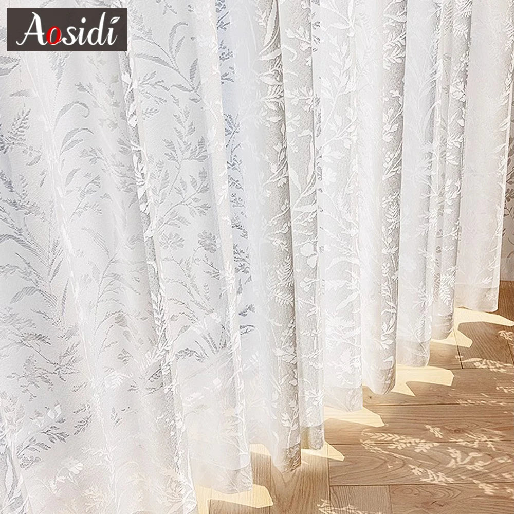 Rideaux en Voile transparent en dentelle 2025, pour salon, en Tulle, pour cuisine, Voilage, diviseur d'écran pour la maison, décoration de mariage