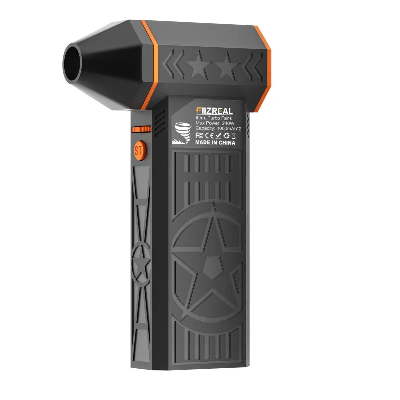 Ventilateur turbo sans brosse 240W — 8000 mAh, 57 m/s, portable, camping, charge type-C
