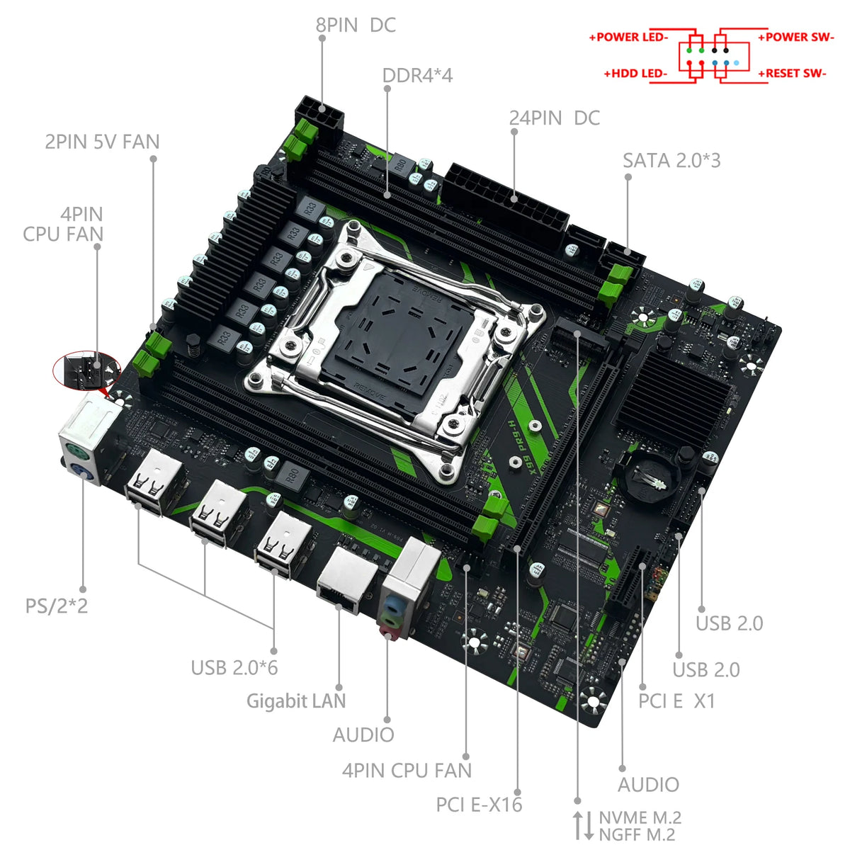 Carte mère PR9-H MACHINIST X99 LGA 2011-3, ensemble combo en option, processeur Xeon E5 2670 V3, 16 Go de RAM DDR4 ECC, mémoire NAME M.2