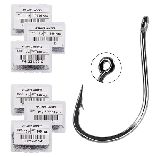100pcs/box Japan Izu High Carbon Steel Fishing Hook Barbed Fly Fishing Hook Worm Pond Fishing Bait Holder Jig Hole Hooks Pesca