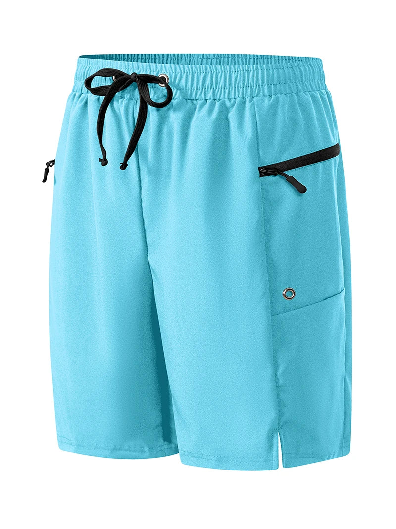 Short de plage d'été pour hommes avec poches zippées, short de planche à séchage rapide avec doublure en maille, maillot de bain, maillot de bain