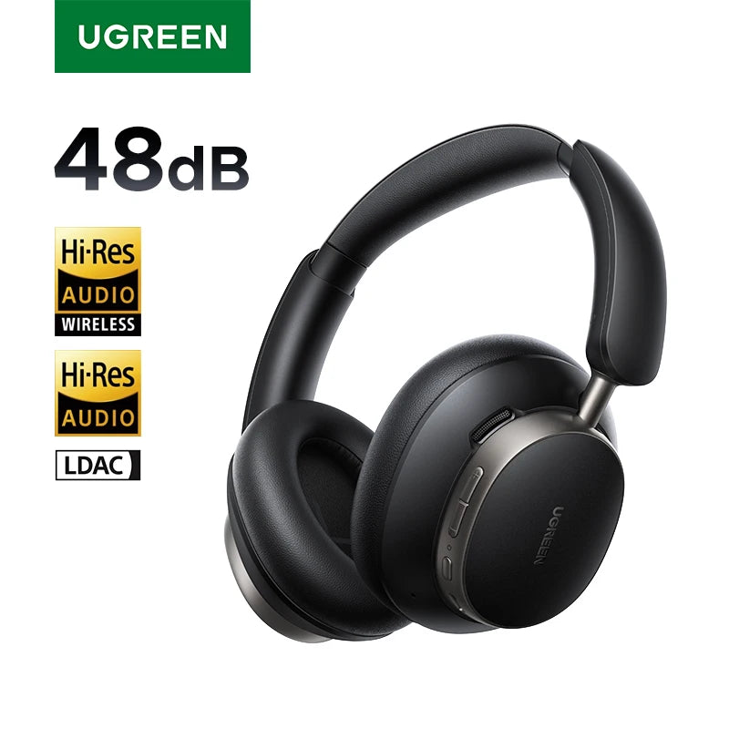 UGREEN Studio Pro 48dB ANC Auriculares inalámbricos de diadema con Bluetooth, cancelación activa de ruido, alta resolución LDAC, 120 horas de reproducción