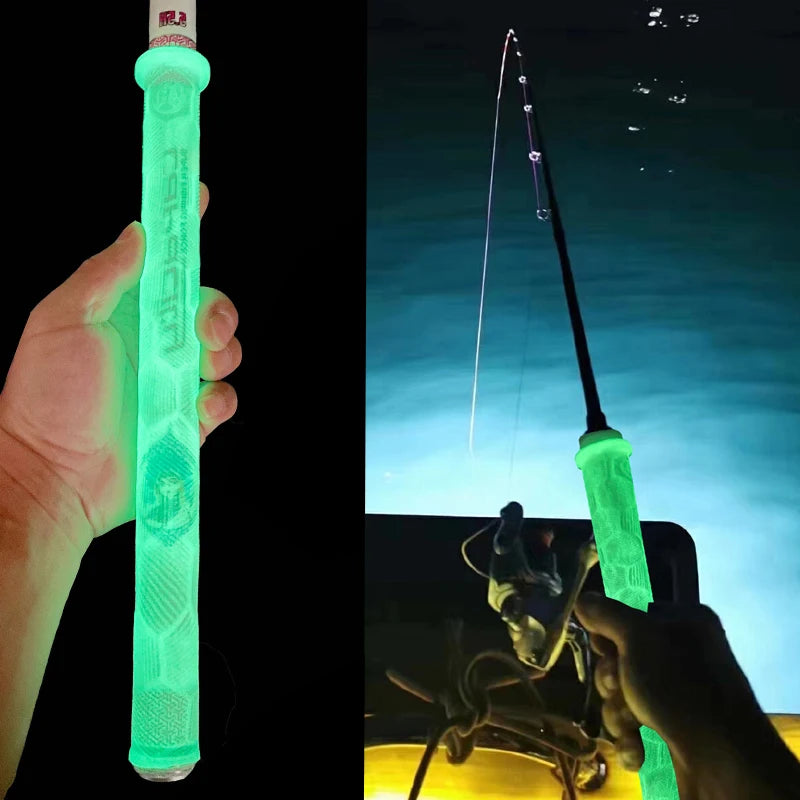 1PC 1 pc lumineux brillant Silicone anti-dérapant canne à pêche poignée manchon couverture pour la pêche de nuit activités de plein air