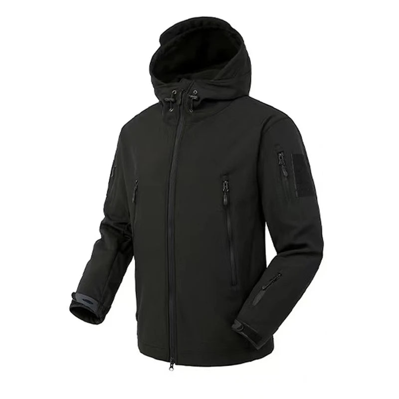 Chaqueta polar SoftShell para hombre, cortavientos con capucha para pesca, senderismo, camping, escalada, esquí, pantalones cálidos para otoño e invierno