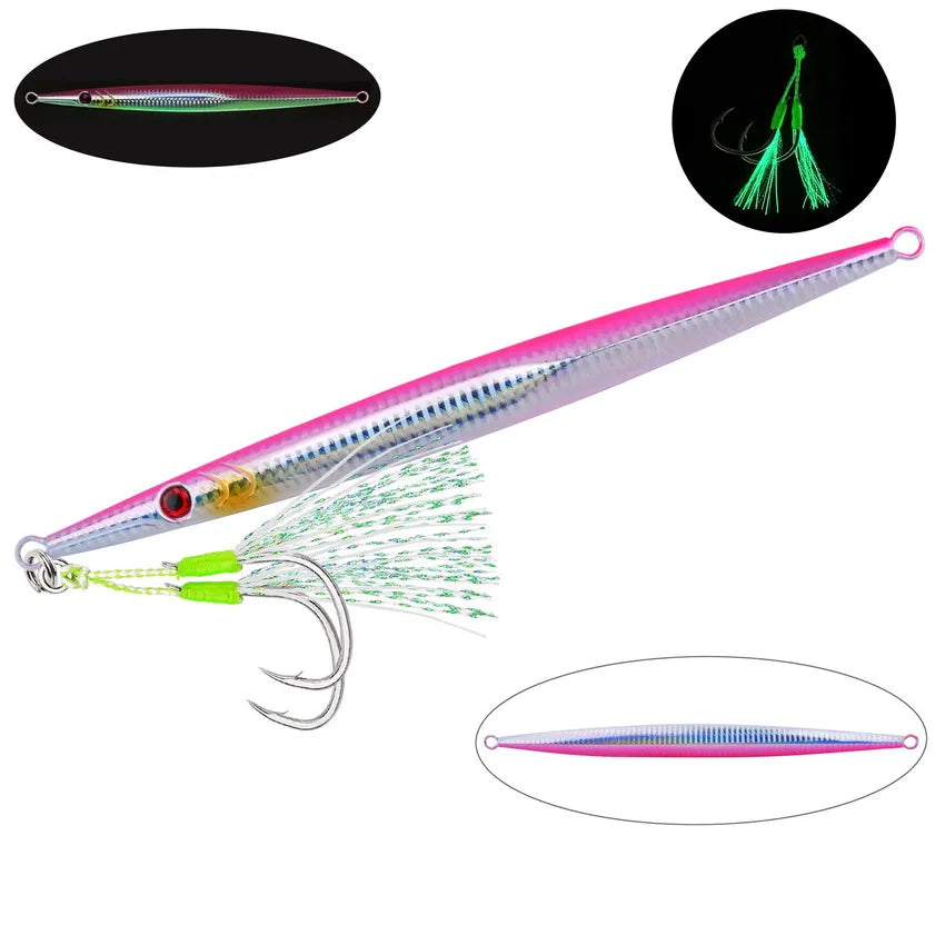 1PC Leurre de pêche à la jigging en métal, appât dur à descente rapide, 60/80/100/200/250/300G, lancer en eau salée, rivage, pour thon, bar