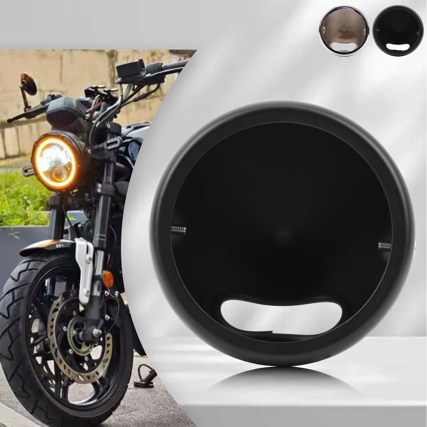 Boîtier universel phare LED moto 5,75/7 pouces — support de base modifié, rétro