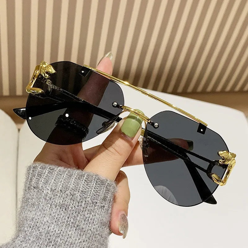 Gafas de sol sin montura para mujer, diseñador de lujo, Vintage Uv400, gafas de sol para hombre, lentes de sol para mujer, gafas de sol para mujer