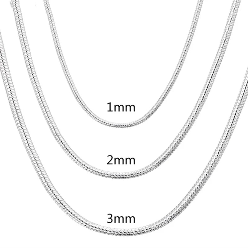 Collier chaîne serpent argent 45-60cm — 1MM, 2MM, 3MM, hommes et femmes, bijoux mode, pendentif