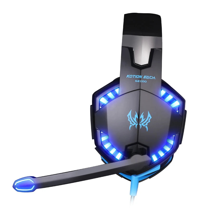 KOTION EACH Gaming Headset Deep Bass Stereo Gaming Headphones with LED Light Microphone for PS4 Laptop PC Gamer