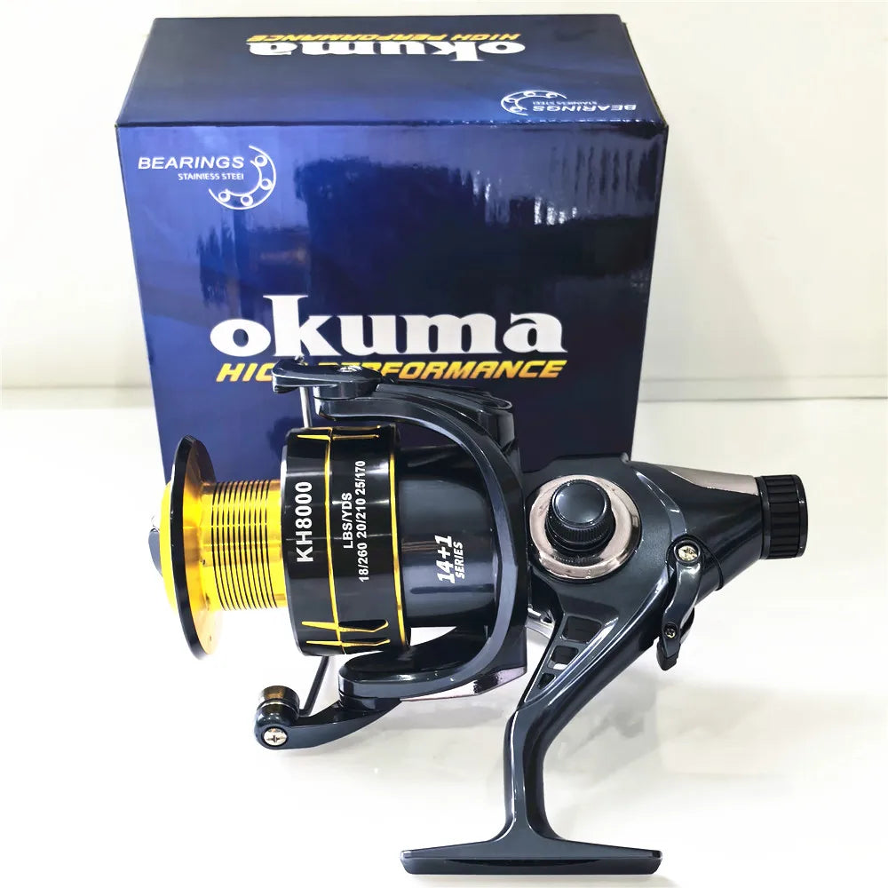 Okuma – moulinet de pêche rotatif avec tasse en métal, charge maximale de 22KG, adapté au modèle 3000 à 8000
