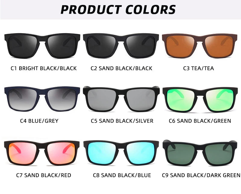 Lunettes de soleil polarisées carrées classiques pour hommes et femmes, Vintage, en plastique, élégantes, noires, pour Sports de plein air, UV400
