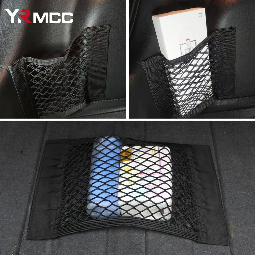 Car rear trunk storage bag, mesh net, car back seat storage bag, universal car storage pocket, elastic string net