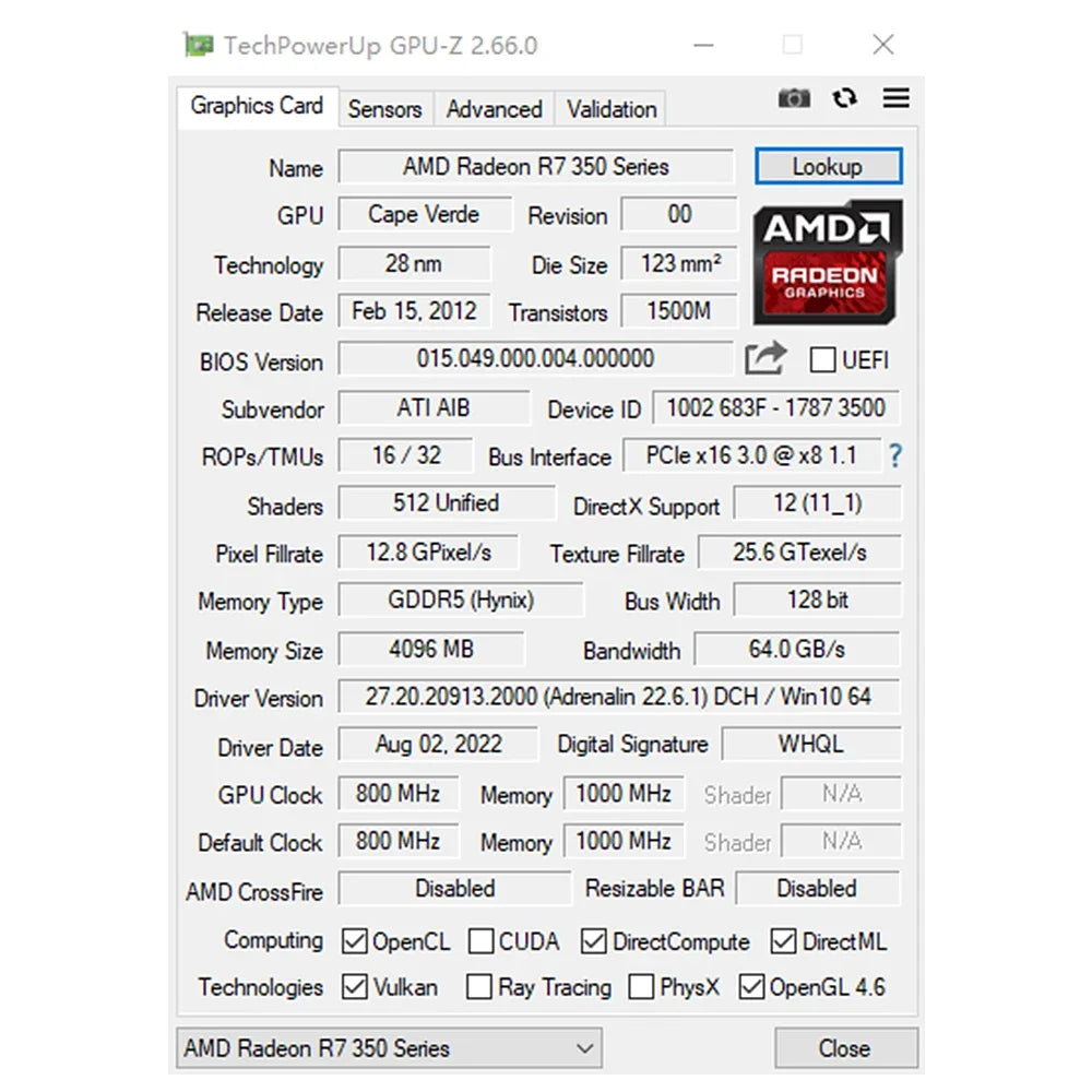 SOYO cartes graphiques R7 350 4G DDR5 128bit compatibilité HDMI + DP + DVI pour les composants d'ordinateur de jeu de bureau carte vidéo GPU