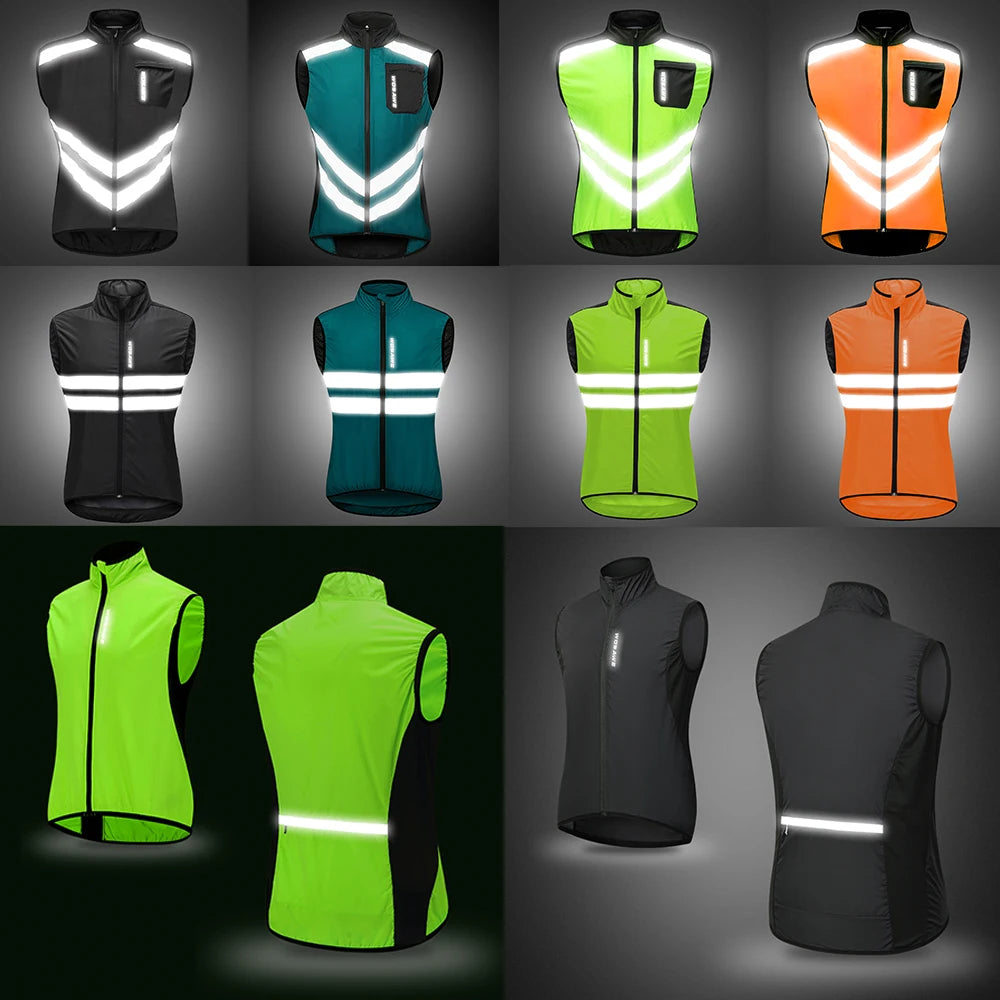 Gilets de cyclisme nuit sécurité pour hommes — sans manches, sport, VTT, vêtements vélo route