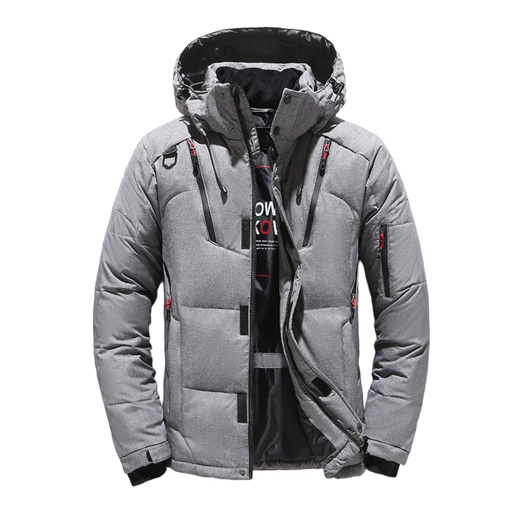 Chaquetón de plumón de hombre para exteriores, ligero, cálido, con cuello desmontable, novedad de invierno, informal, a la moda, con múltiples bolsillos, para trabajo
