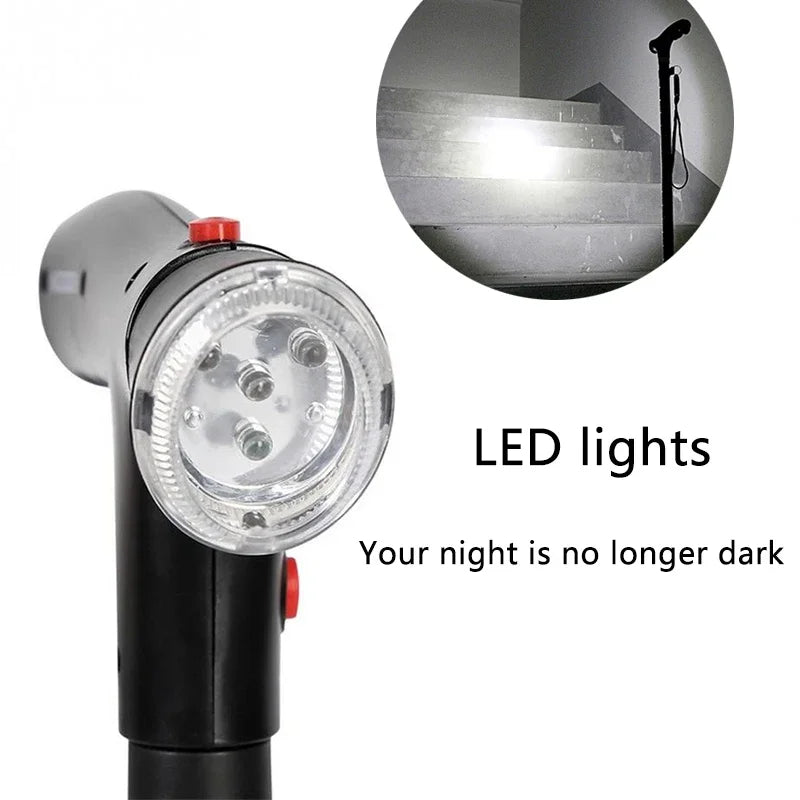 Canne pliante télescopique pliable pour personnes âgées, LED avec alarme, bâtons de marche, béquilles pour personnes âgées pour mères et pères âgés
