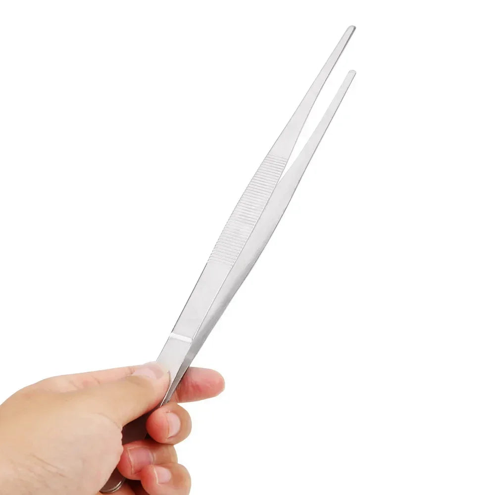 Pince à épiler droite en acier inoxydable, 20CM/30CM, pour la maison, le jardin, la cuisine, le Barbecue, longue pince aliments