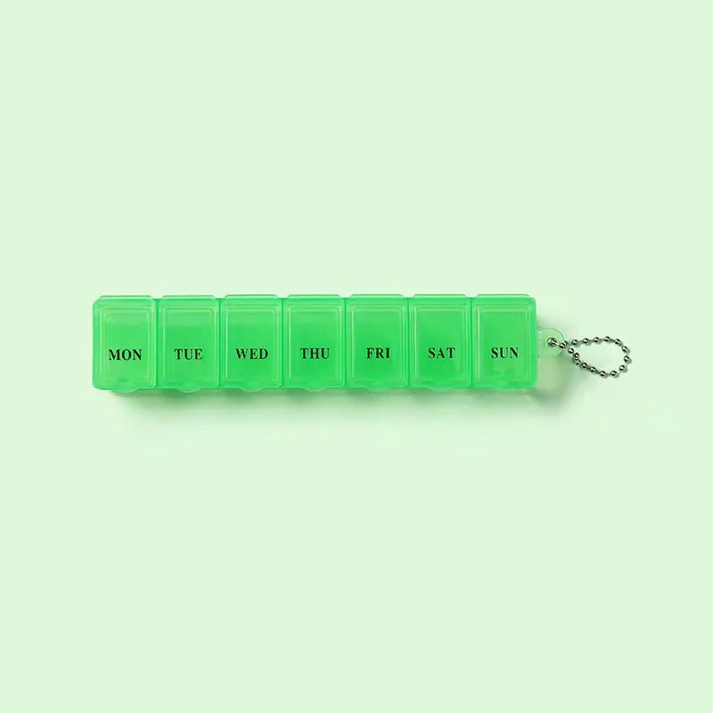 Weekly mini medicine box, storage organizer, 7-grid container, independent lattice, trendy
