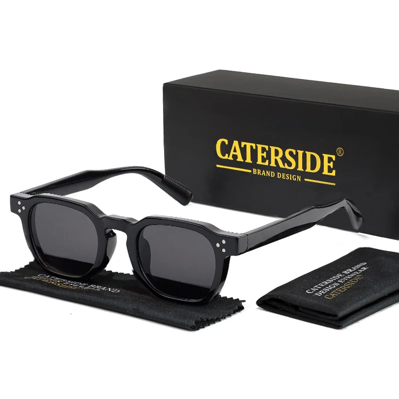 CATERSIDE Retro Square Sunglasses for Men, Punk Style, Trendy Brand, Women's Sunglasses, Travel, Party, UV400 Protection, Summer Style