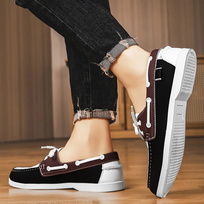 Mocassins Homme Cuir PU Sans Lacet — Chaussures Bateau Confortables & Polyvalentes