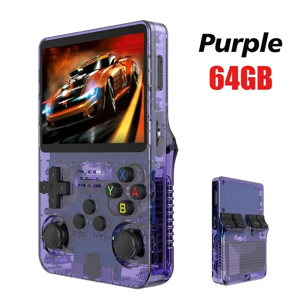 Consola de videojuegos portátil retro R36S 64GB/128GB, sistema Linux, pantalla IPS de 3.5 pulgadas, R35s Pro, reproductor de vídeo de bolsillo portátil