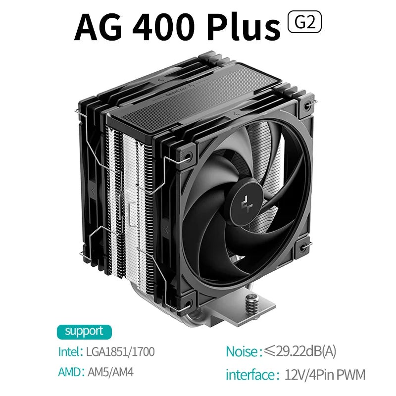 DEEPCOOL AG400 4 caloducs double ventilateur CPU radiateur de refroidissement par Air 2000 tr/min ventilateur de refroidissement de bureau pour Intel LGA1700 1200 115X AMD AM4