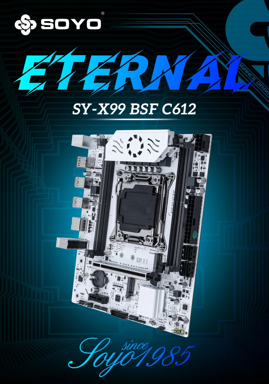 SOYO X99 jeu de carte mère C612 Chipset TPM2.0 broche avec E5 2680 V4 CPU et DDR4 16G (2*8G) 2133MHz RAM PCIE3.0 pour ordinateur de bureau
