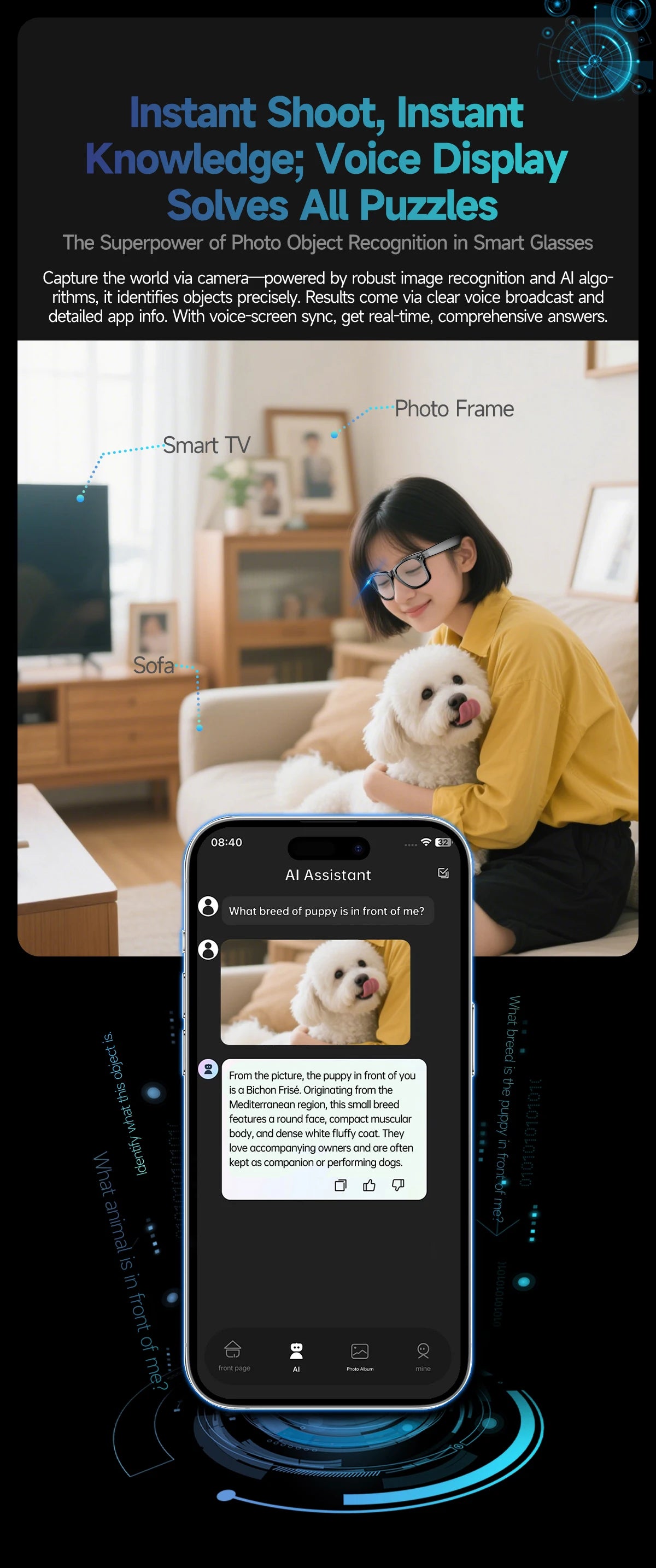 Nouvelle mise à niveau lunettes intelligentes avec caméra enregistrement vidéo AI reconnaissance Photo Bluetooth appel traduction voix lunettes de soleil hommes femmes