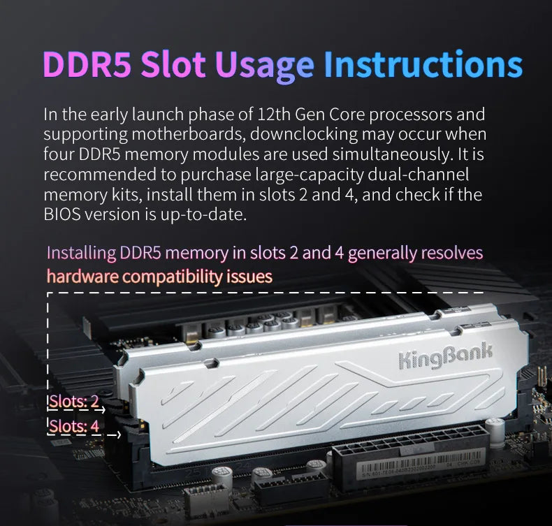 Mémoire RAM DDR5 KingBank 8 Go / 8 Go x 2 / 16 Go x 2 6000 MHz pour ordinateur de bureau CL36/CL30 XMP 3.0/AMD EXPO avec dissipateur thermique argenté