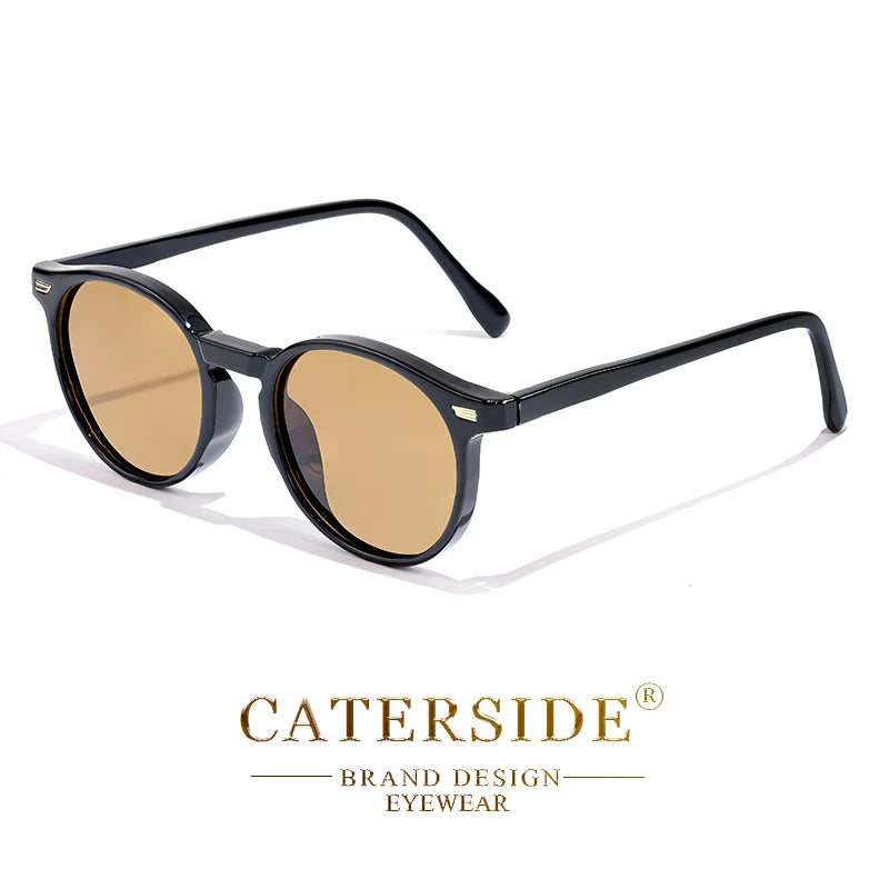 CATERSIDE Polarized Retro Round Sunglasses for Men and Women, TR90 / Acetate, Vintage Style, for Driving and Travel