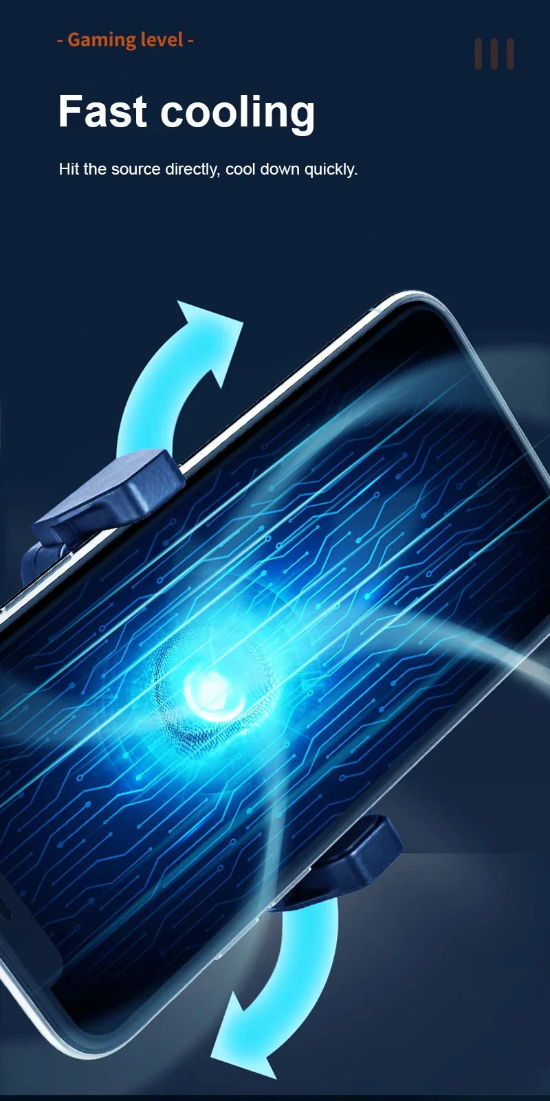 Ventilateur de refroidissement téléphone portable clip arrière — gaming, streaming, dissipateur de chaleur