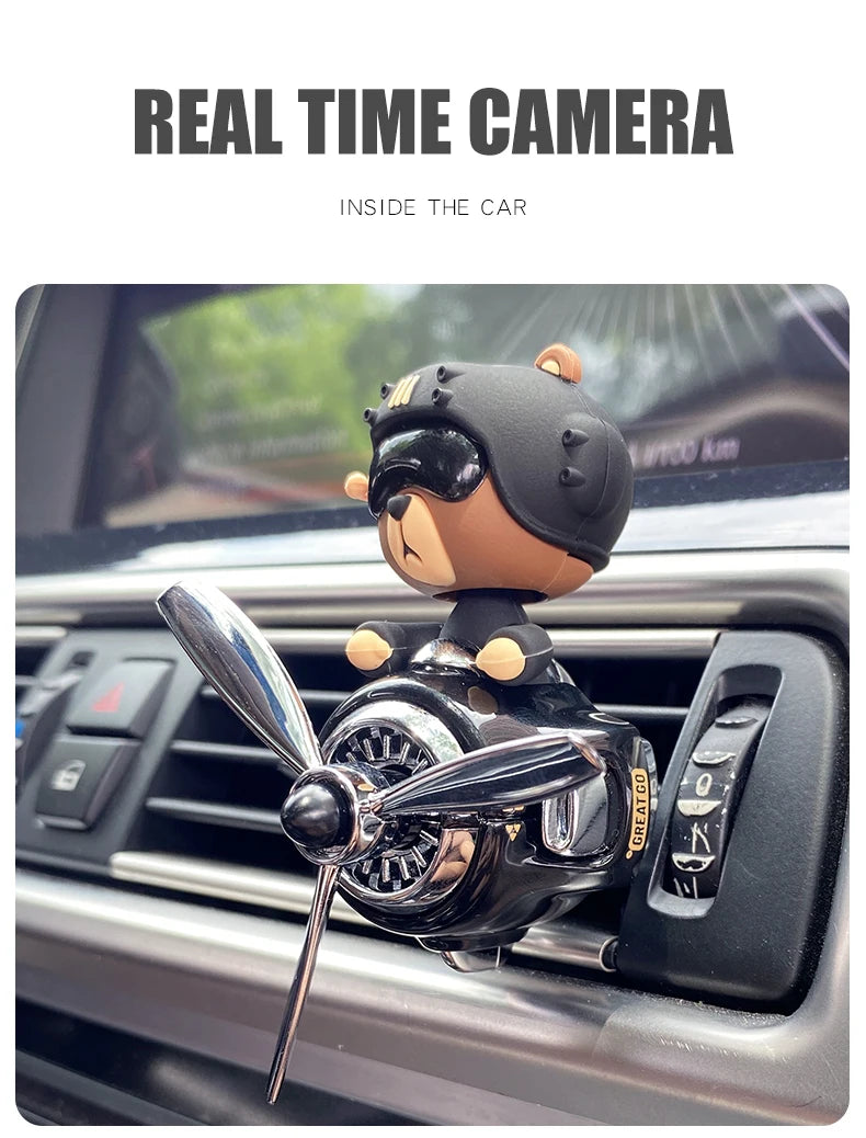 Tête secouer hélice rotative avion cool ours pilote voiture désodorisants accessoires décoration amusant diffuseur parfum parfum hommes
