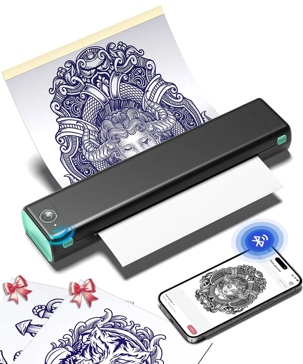 Phomemo – Bluetooth Tattoo Stencil Printer, M08F Wireless Tattoo Transfer Machine with 10 Free Transfer Papers, for Artists and Beginners