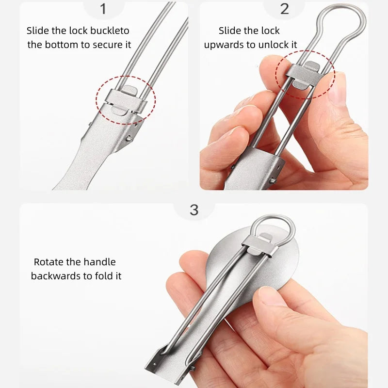 Cuillère à salade pliable en titane, cuillère à salade légère et portable pour le camping en plein air, la randonnée, le sac à dos, les voyages
