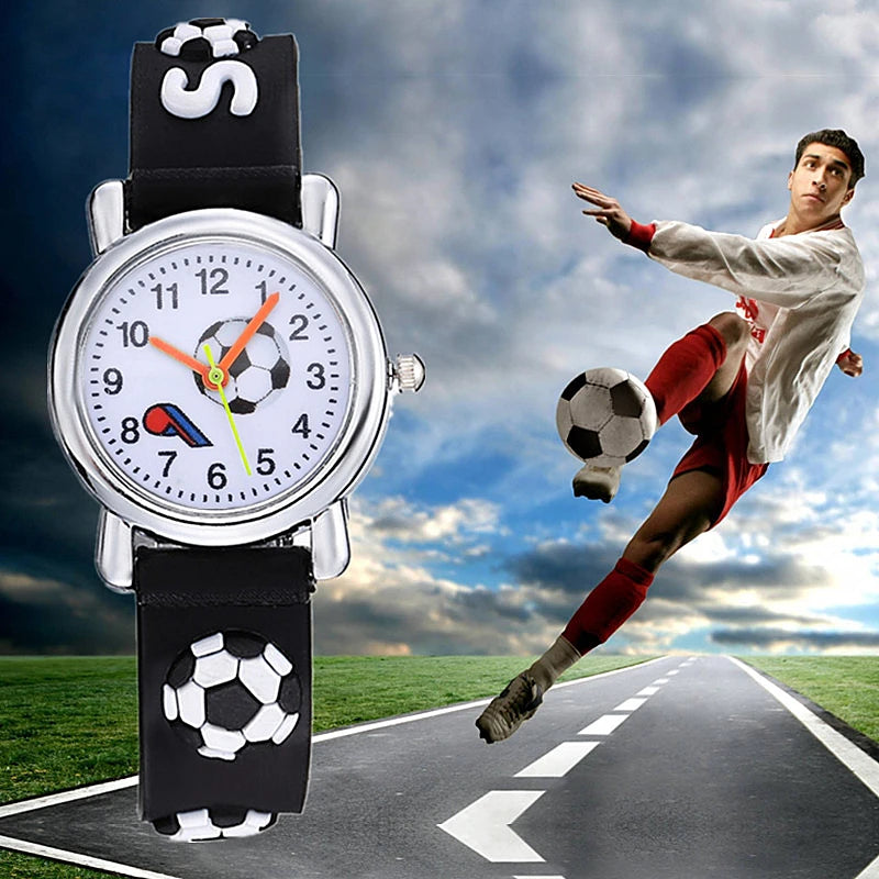 Montres de Football en Silicone pour enfants, Design Unique, Montre-bracelet à Quartz pour garçons, cadeau d'anniversaire